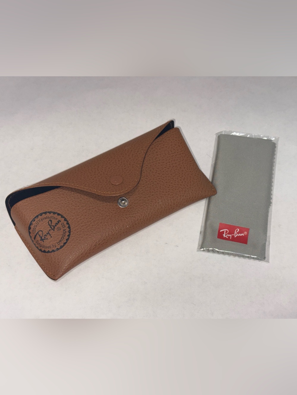 Ray-Ban Tan Pebbled Leather Sunglasses Case